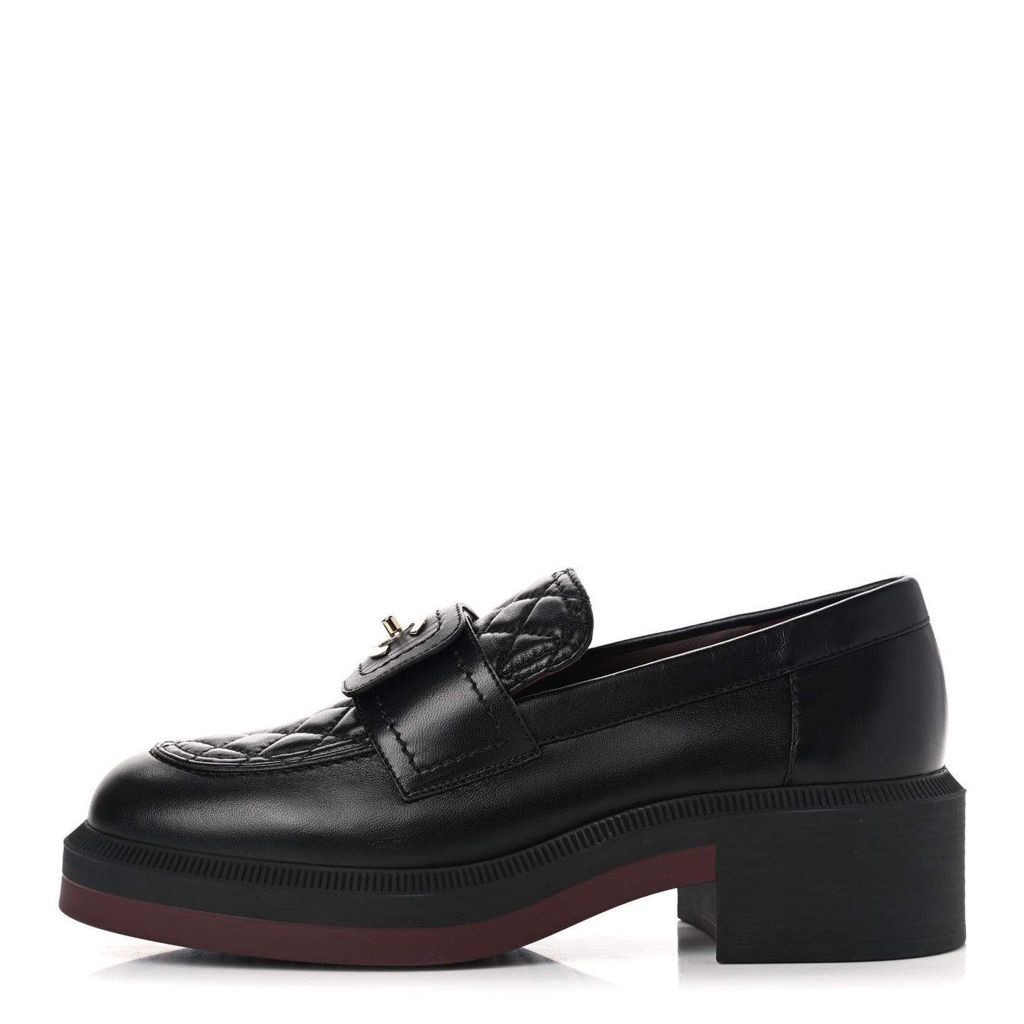 Lambskin Quilted CC Turnlock Loafers 37 Black