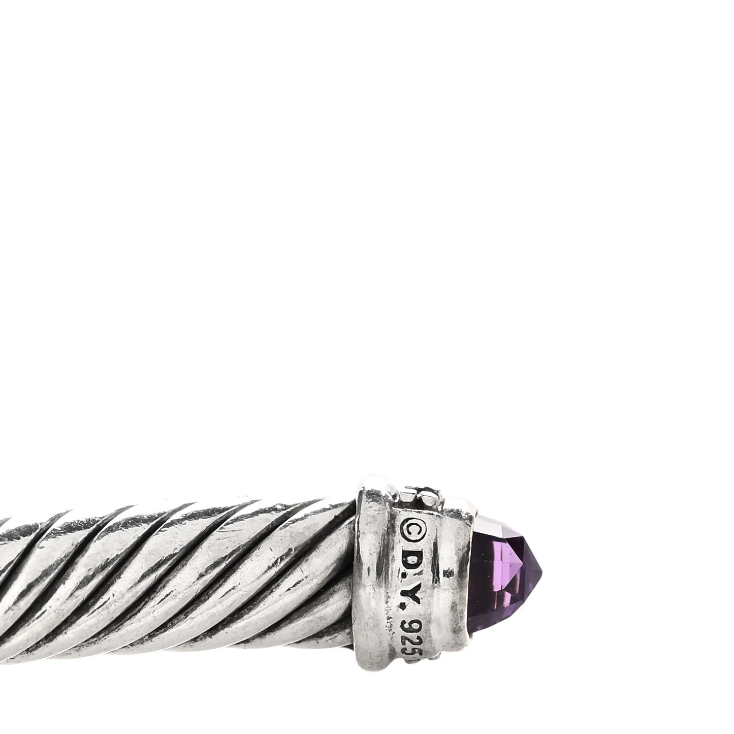Sterling Silver Diamond Amethyst 5mm Cable Classics Bracelet