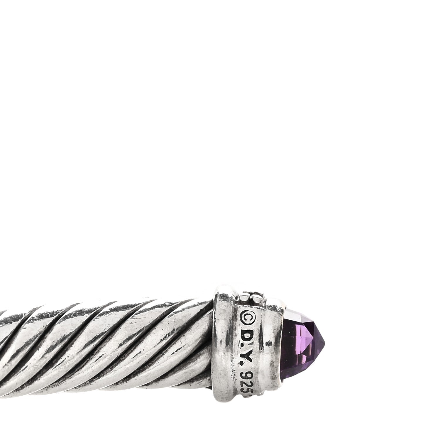David Yurman Sterling Silver Diamond Amethyst 5mm Cable Classics Bracelet 3 of 3