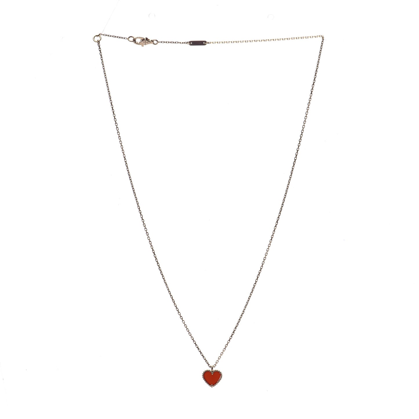 18K Rose Gold Carnelian Sweet Alhambra Heart Pendant Necklace