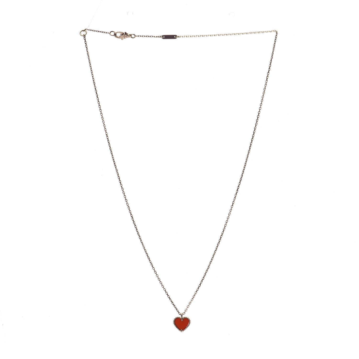 Van Cleef & Arpels 18K Rose Gold Carnelian Sweet Alhambra Heart Pendant Necklace 3 of 6
