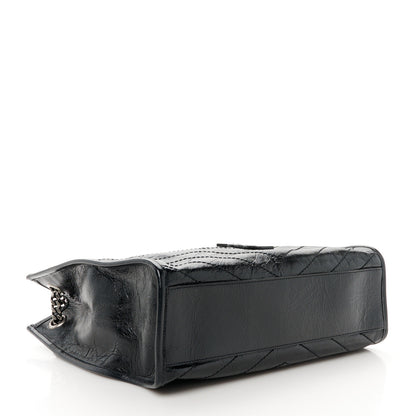 Saint Laurent Crinkled Calfskin Matelasse Monogram Medium Niki Shopper Tote Black 4 of 10