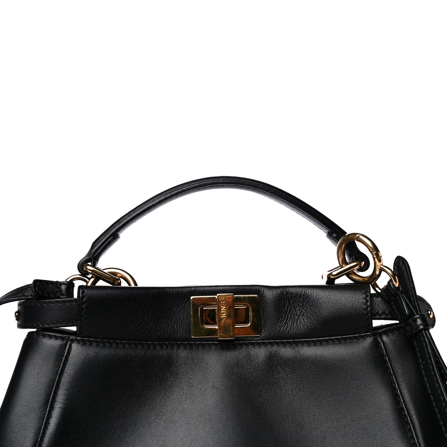 Fendi Nappa Mini Peekaboo Iconic Satchel Black 9 of 11
