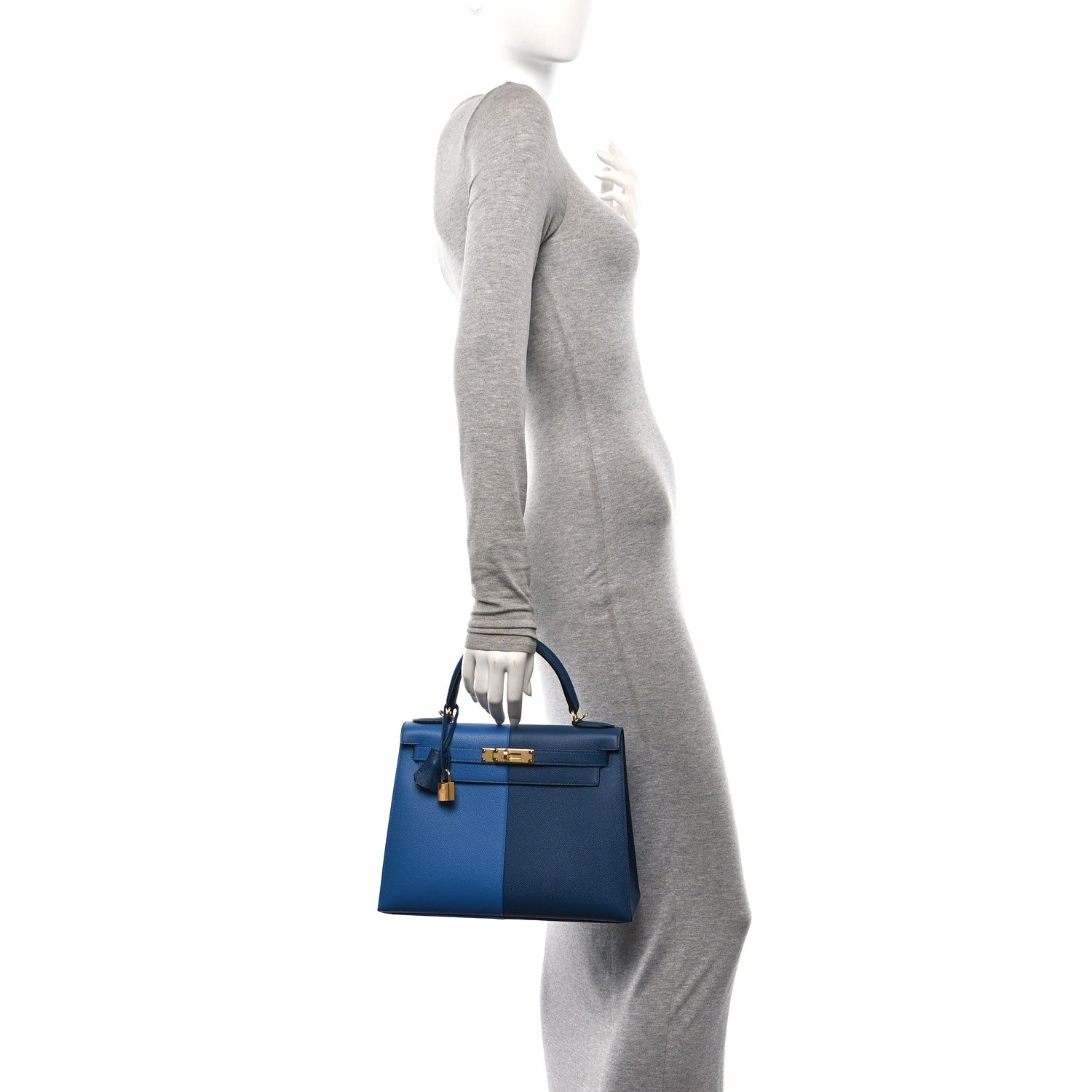 Hermes Epsom Casaque Kelly Sellier 28 Deep Bleu Mykonos Brique 3 of 11