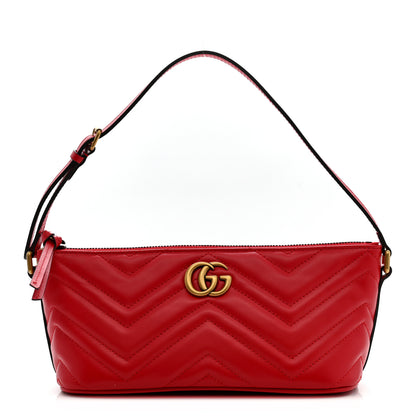 Gucci Calfskin Matelasse Chevron GG Marmont Sling Shoulder Bag Rosso 1 of 11