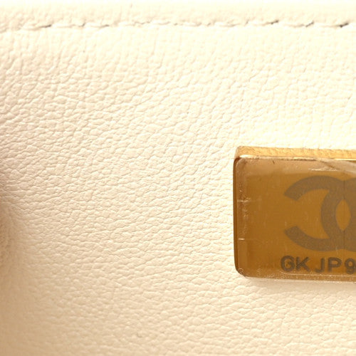 Lambskin Resin Crystal Square Quilted Monacoco Mini Square Flap White