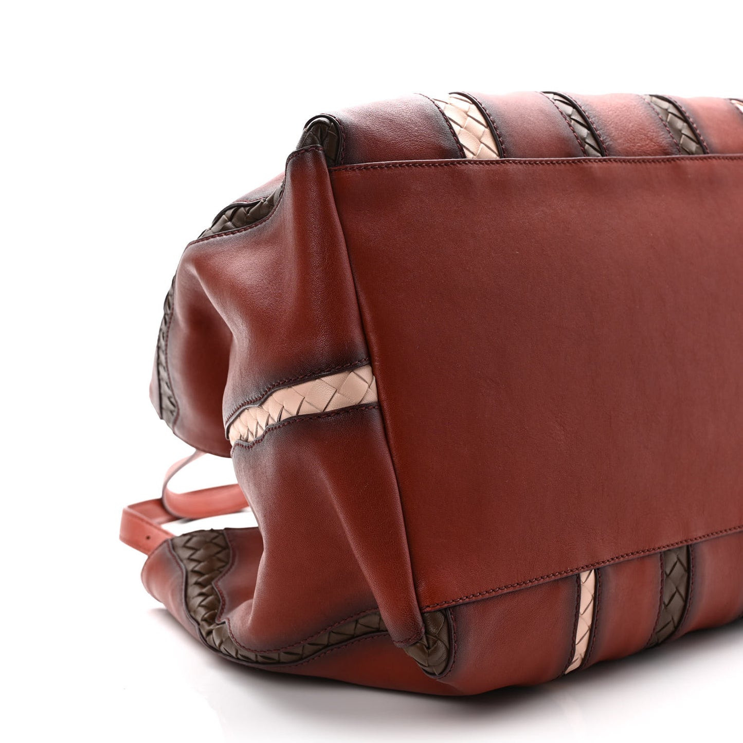 Calfskin Nappa Intrecciato Tote Brique Flamingo Truffle