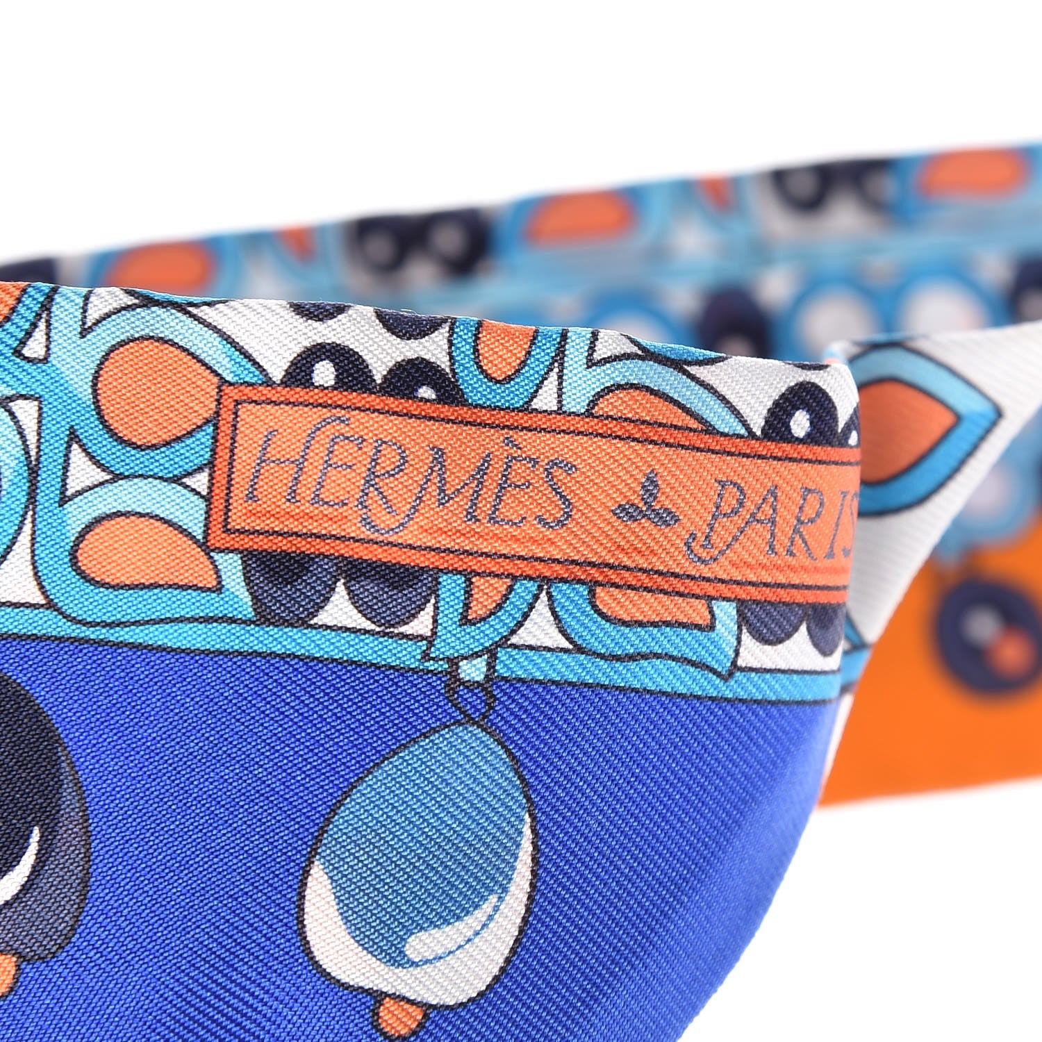 Hermes Silk Parures Des Maharajas Twilly Bleu Royal Orange Turquoise 5 of 5