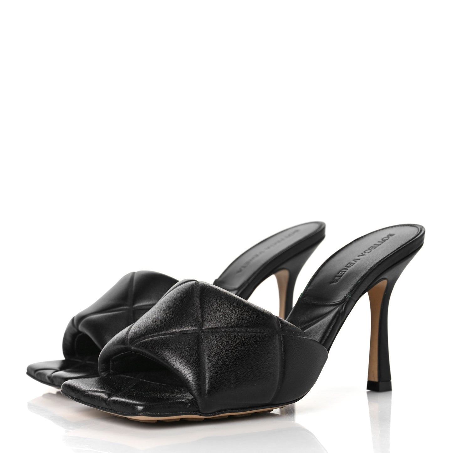 Nappa Quilted Rubber Lido Mule Sandals 37.5 Black