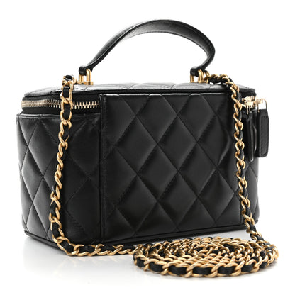 Chanel Lambskin Quilted Small Top Handle Vanity Case With Chain Black 3 of 8