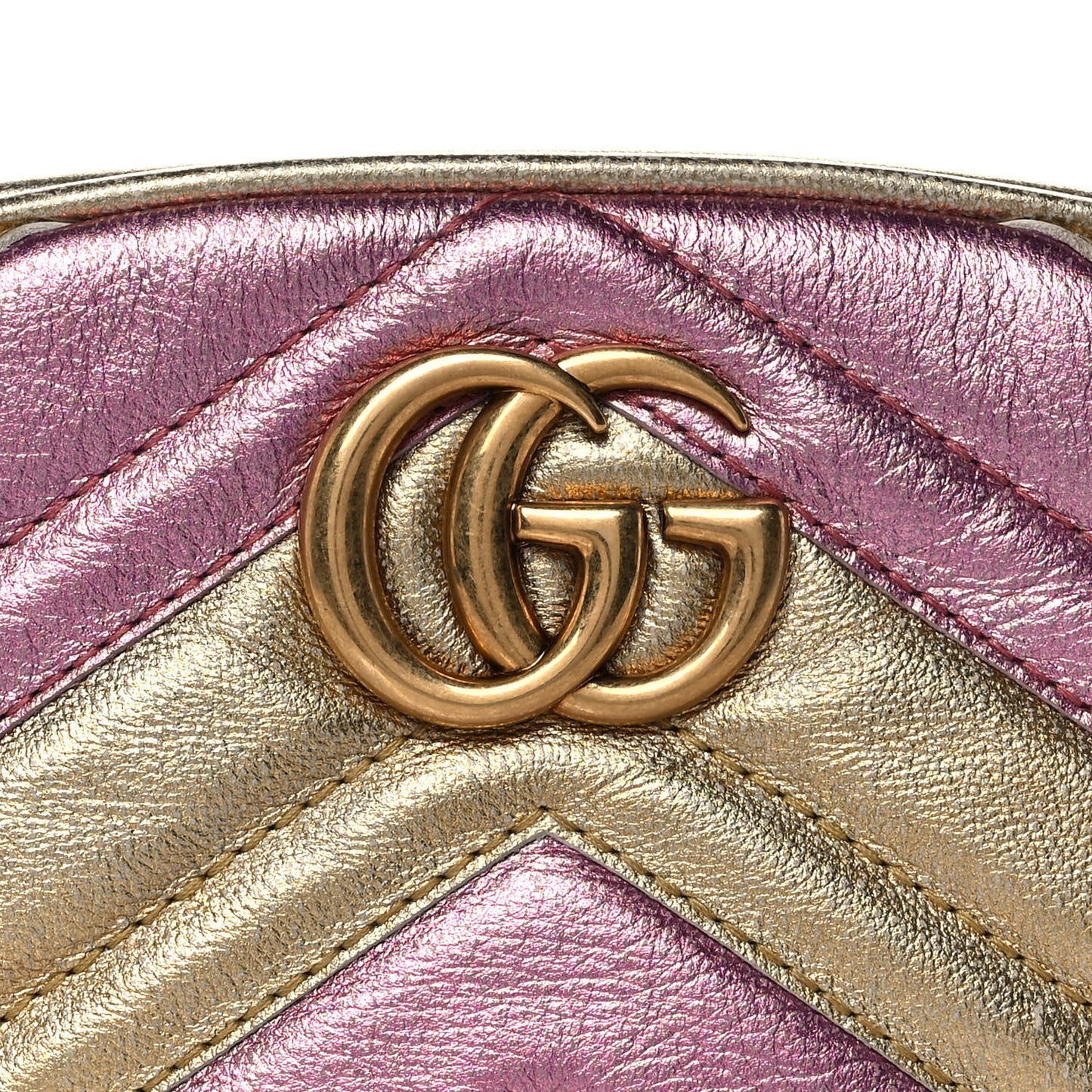 Metallic Nappa Matelasse Heart GG Marmont Belt Bag 85 34 Oro Vecchio Rosa