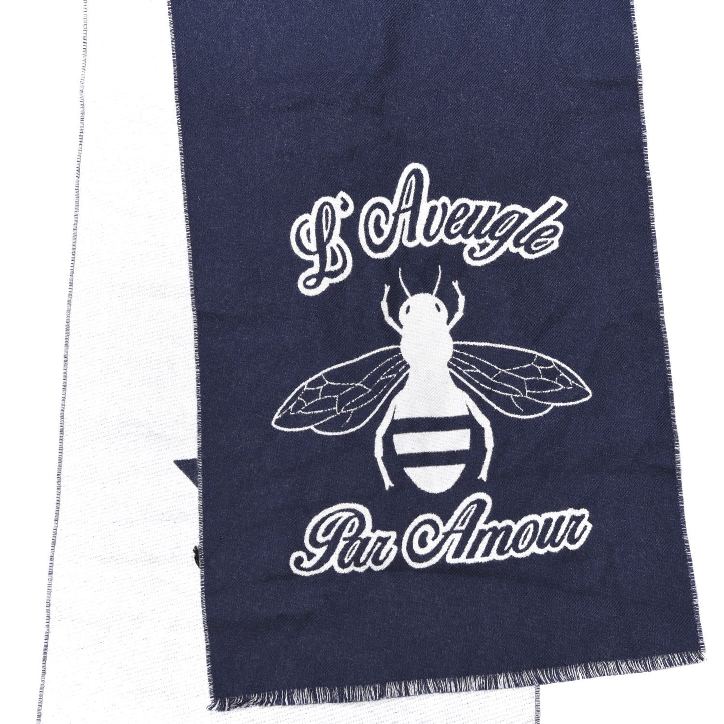 Wool Bee Scarf Navy White