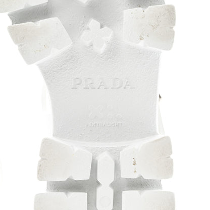 Prada Foam Rubber Metal Triangle Logo Monolith 55mm Cage Sandals 35 White 6 of 11