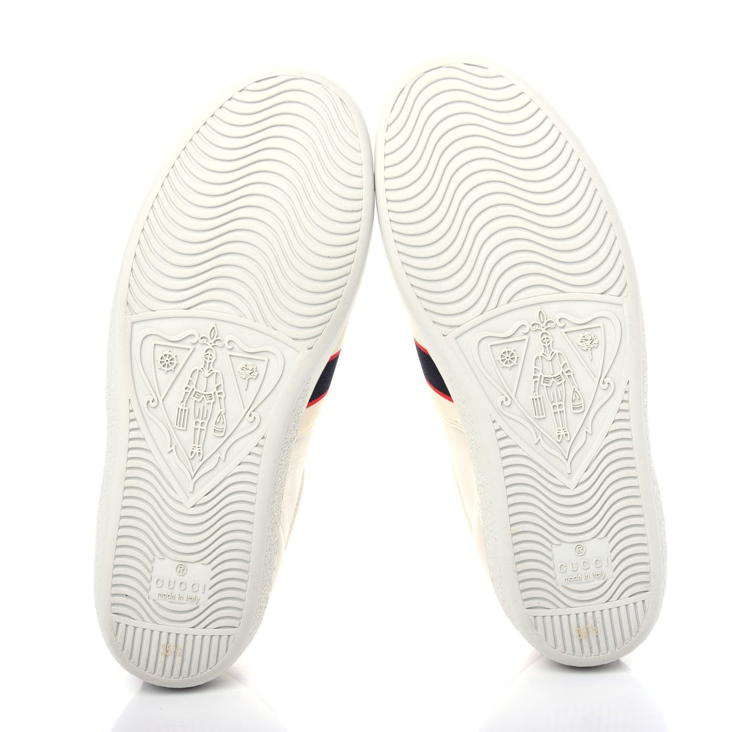 Calfskin Stripe Womens New Ace Sneakers 35.5 New Mystic White Ecru Red Flame