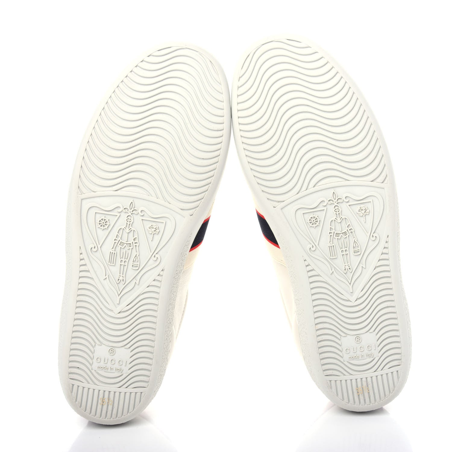 Gucci Calfskin Stripe Womens New Ace Sneakers 35.5 New Mystic White Ecru Red Flame 6 of 11