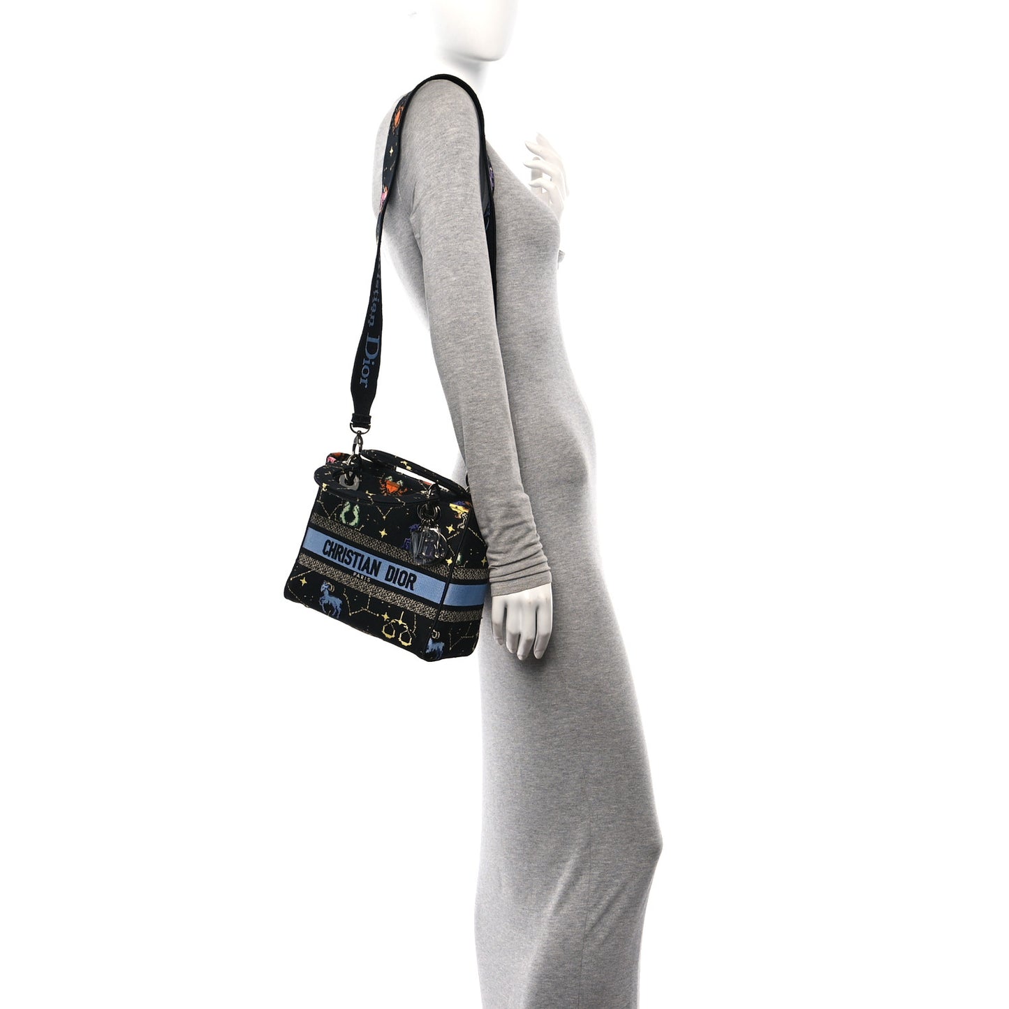 Canvas Pixel Zodiac Embroidered Medium Lady D-Lite Nero Multicolor