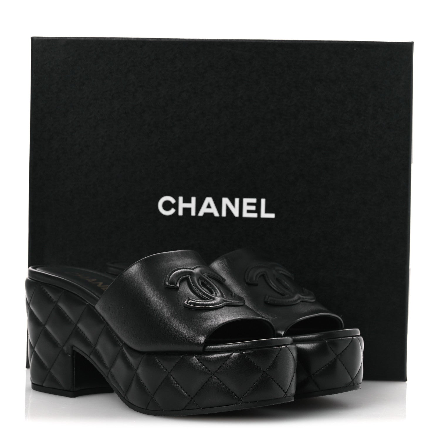 Chanel Lambskin Quilted CC Platform Mules 39 Black 11 of 11
