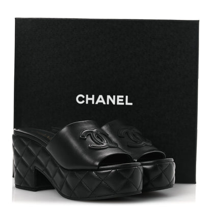 Chanel Lambskin Quilted CC Platform Mules 39 Black 11 of 11