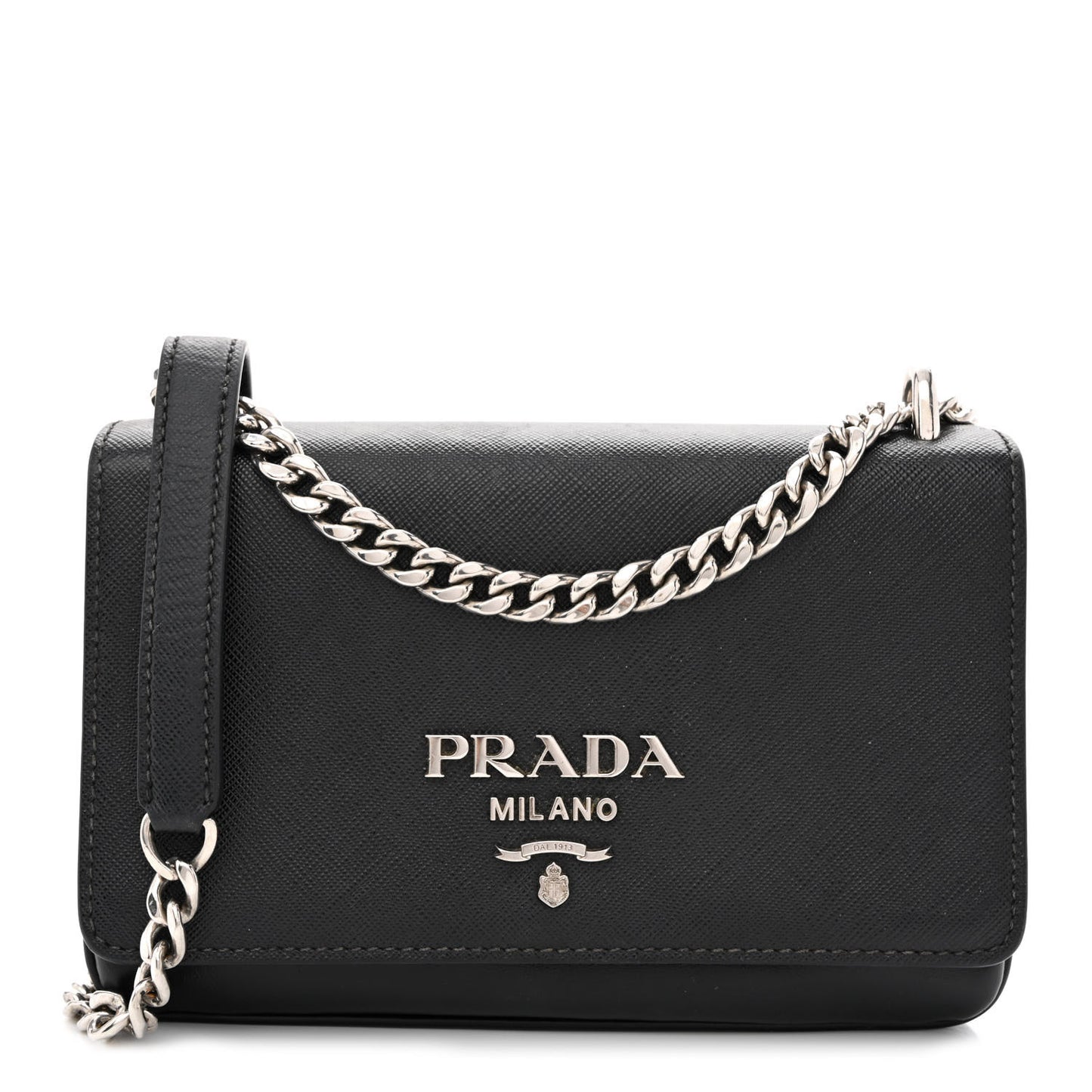 Saffiano Chain Shoulder Bag Black
