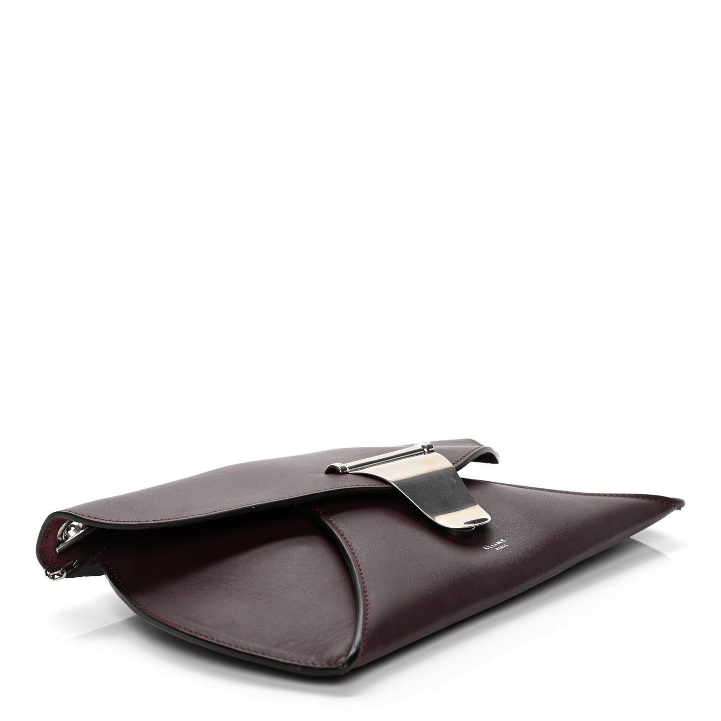 Smooth Calfskin Clutch on Chain Burgundy
