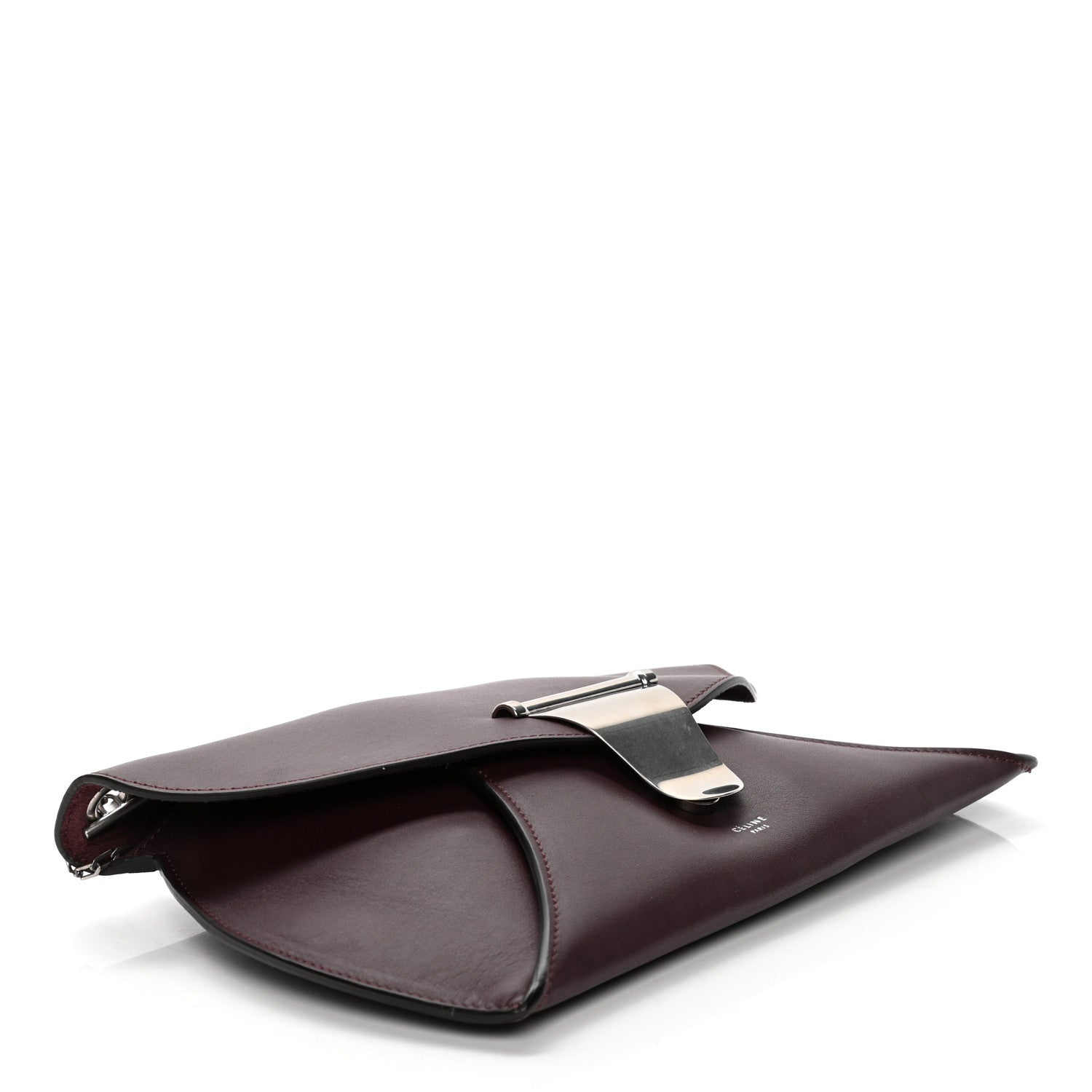 Celine Smooth Calfskin Clutch on Chain Burgundy 4 of 7