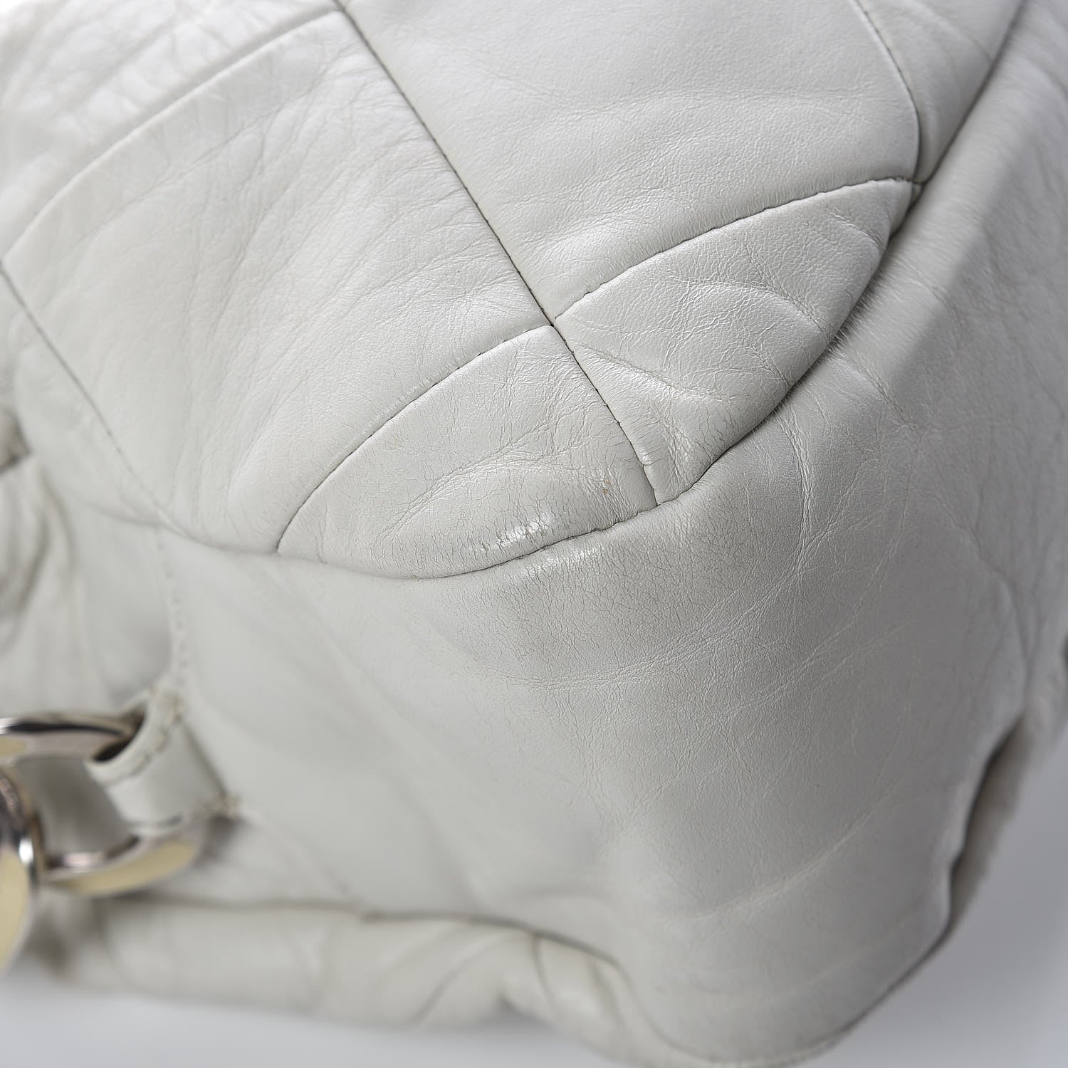 Chanel Calfskin Quilted Chain Hobo White 14 of 24