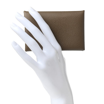 Hermes Epsom Calvi Card Case Etoupe 2 of 6