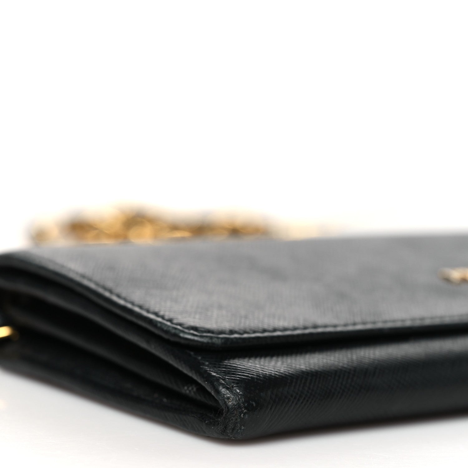 Prada Saffiano Metal Oro Chain Wallet Black 9 of 16