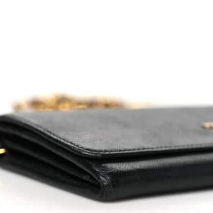 Prada Saffiano Metal Oro Chain Wallet Black 9 of 16