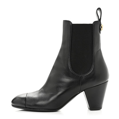 Chanel Lambskin Cap Toe CC Short Ankle Boots 36 Black 1 of 12