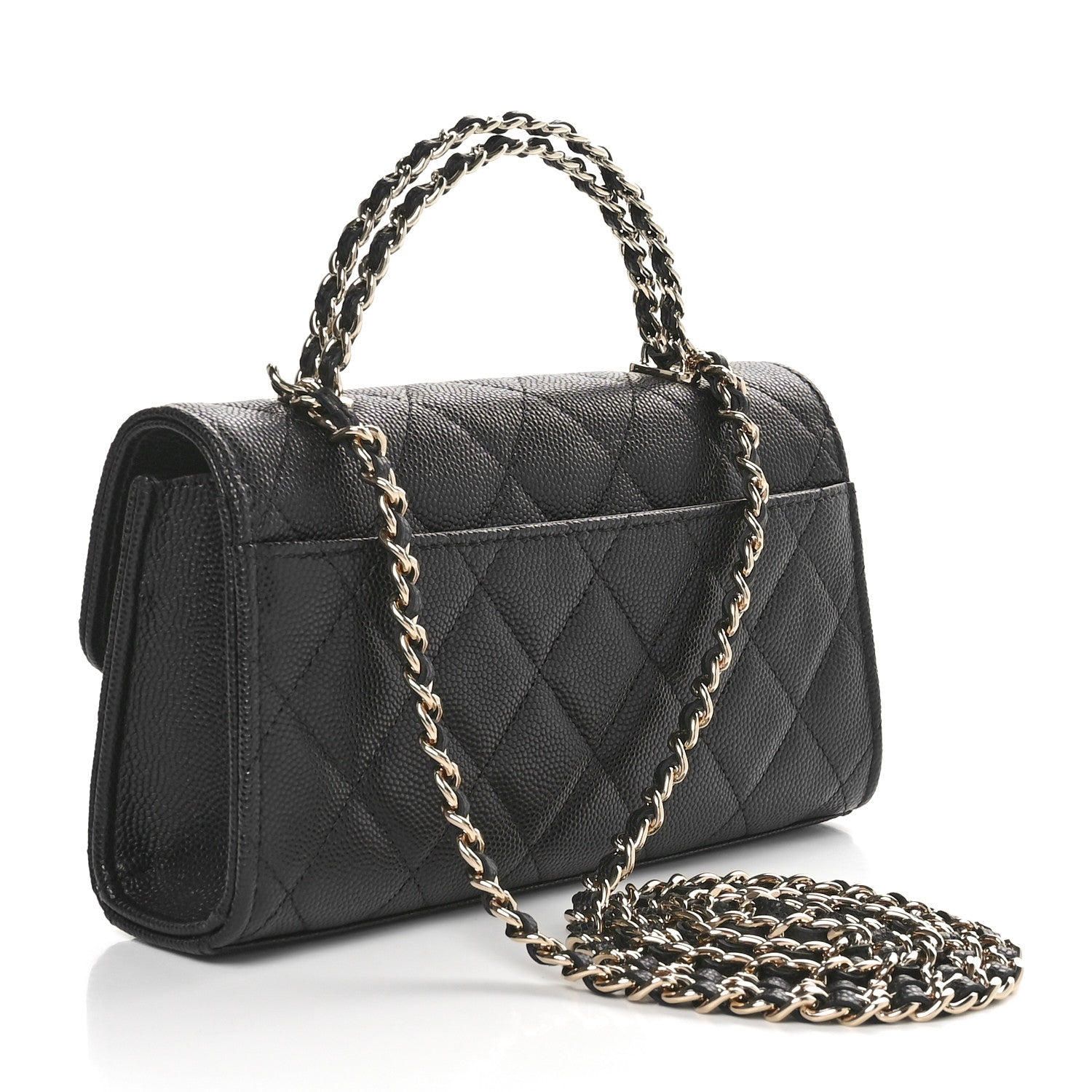 Chanel Caviar Quilted Chain Match Top Handle Phone Holder With Chain Black 3 of 11