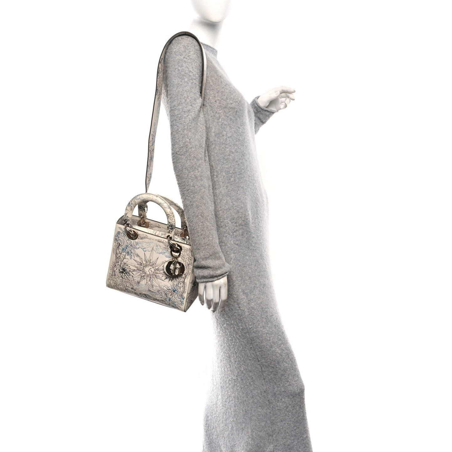 Calfskin Reve d'Infini Print Medium Lady Dior White Multicolor