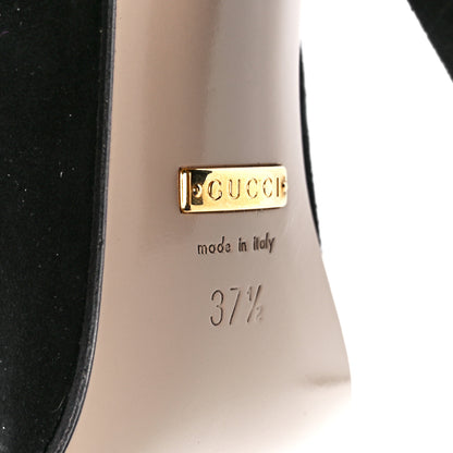 Gucci Kid Scamosciato GG Marmont Fringe 105mm Loafer Pumps 37.5 Black 6 of 8