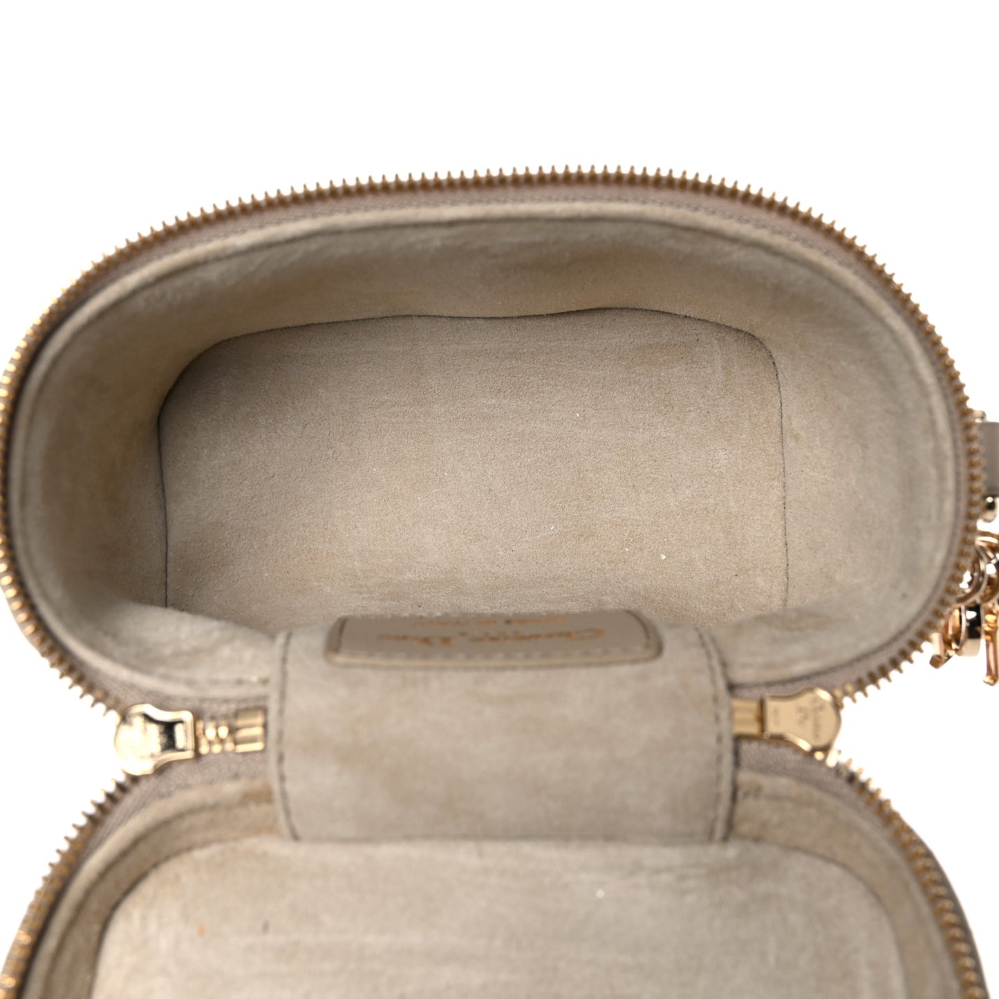 Lambskin Cannage Micro Lady Dior Vanity Case Beige