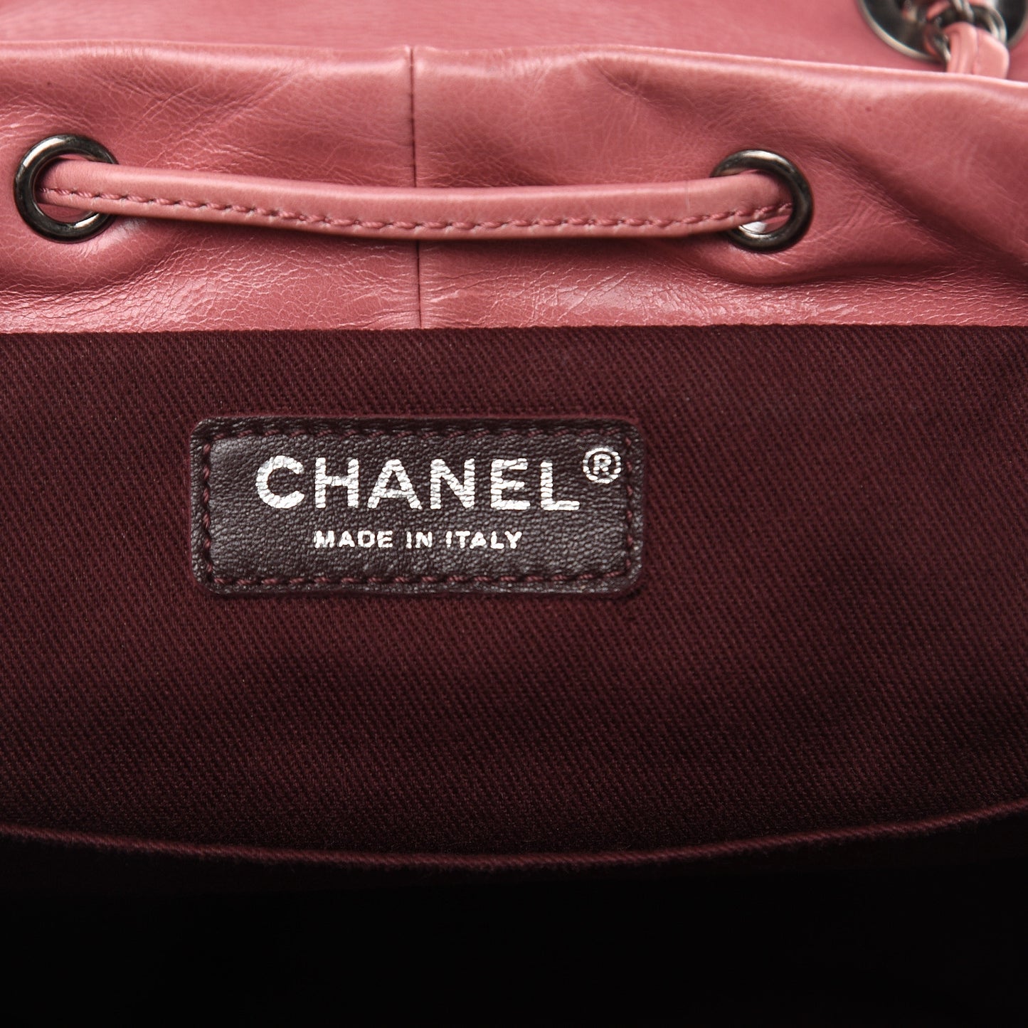 Glazed Calfskin Shearling Quilted Small Mountain Backpack Pink