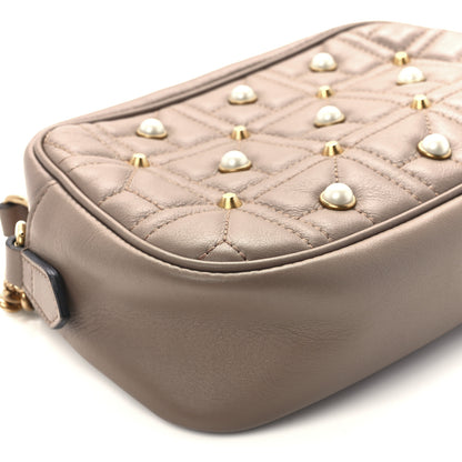 Gucci Calfskin Matelasse Studded Small Pearly GG Marmont Chain Shoulder Bag Porcelain Rose 11 of 12