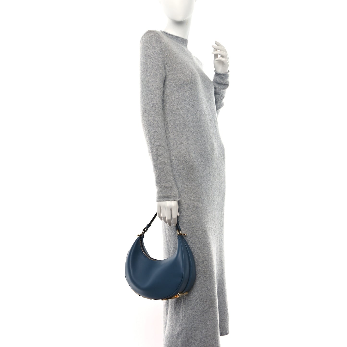 Vitello Grace Matte Small Fendigraphy Hobo Bag Mirto