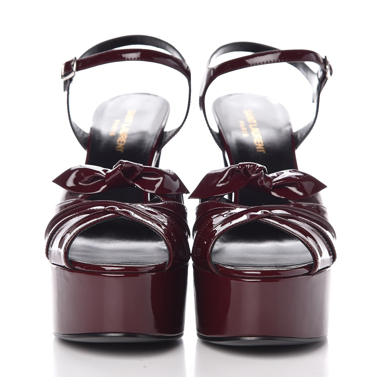 Saint Laurent Vitello Vernice Soft Candy 80 Platform Sandals 38 Rouge Legion 2 of 9