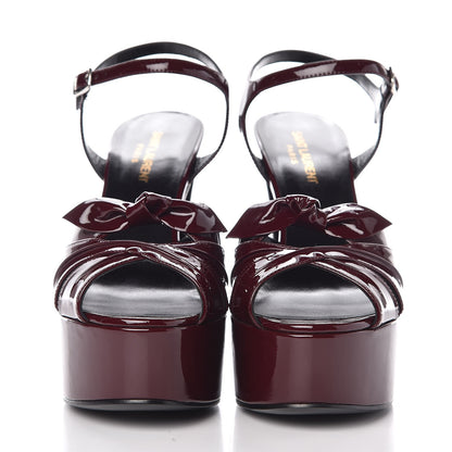Saint Laurent Vitello Vernice Soft Candy 80 Platform Sandals 38 Rouge Legion 2 of 9