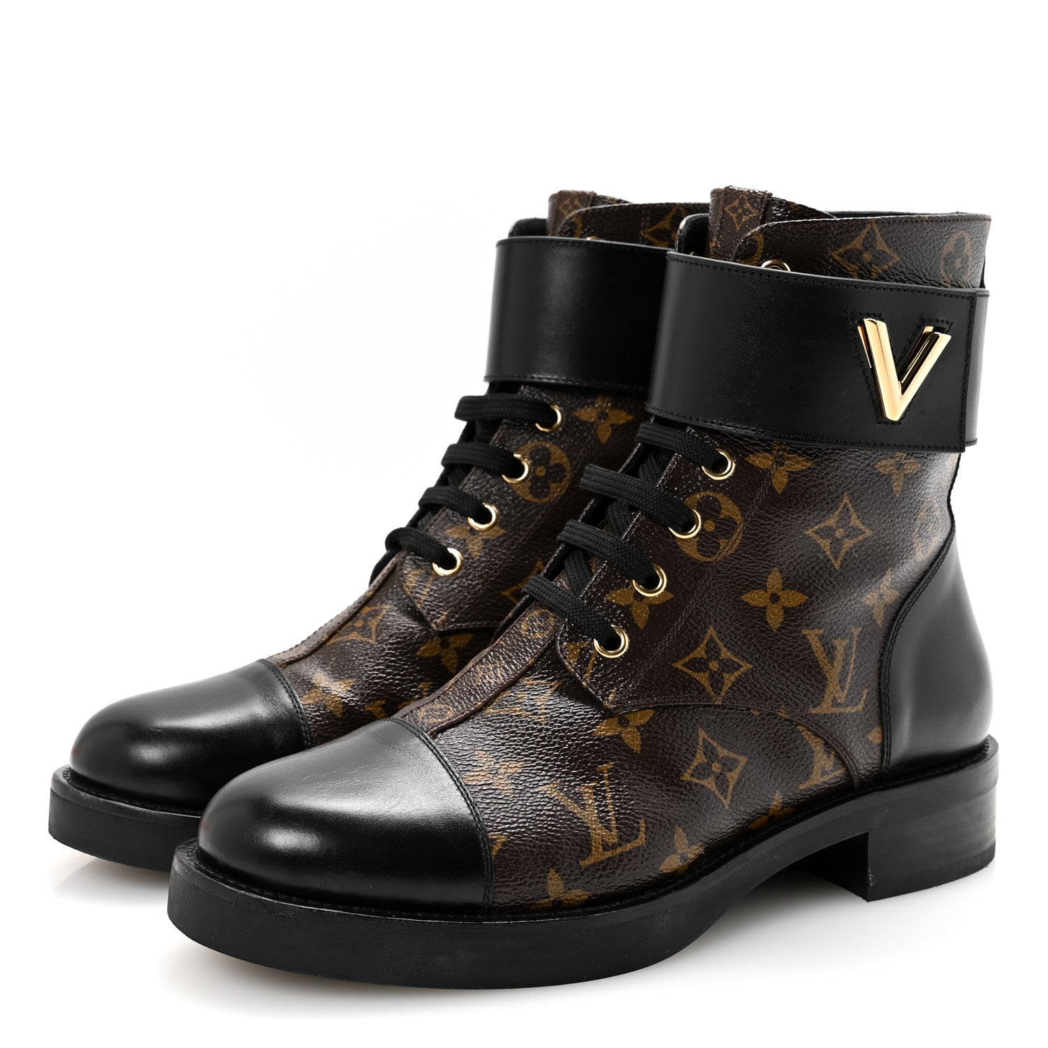 Louis Vuitton Calfskin Monogram Wonderland Flat Ranger Boots 39.5 Black 4 of 7