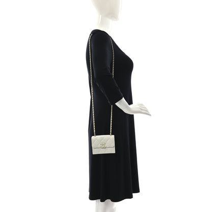 Chanel Caviar Quilted Card Holder On Chain White 2 of 8