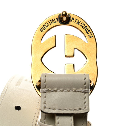 Gucci Plutone Calfskin Interlocking G 25mm Chain Belt 95 38 White 6 of 7