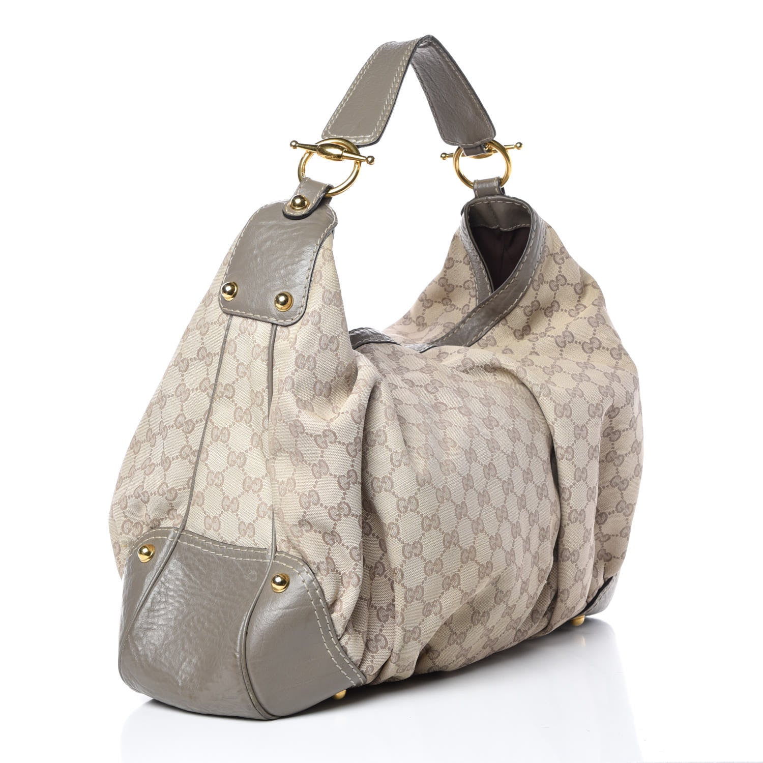 Gucci Monogram Large Jockey Hobo Grey 3 of 11