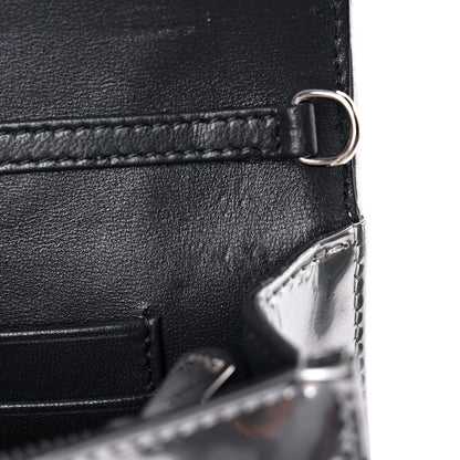 Christian Dior Metallic Patent Micro-Cannage Diorama Wallet on Chain Pouch Silver 12 of 12