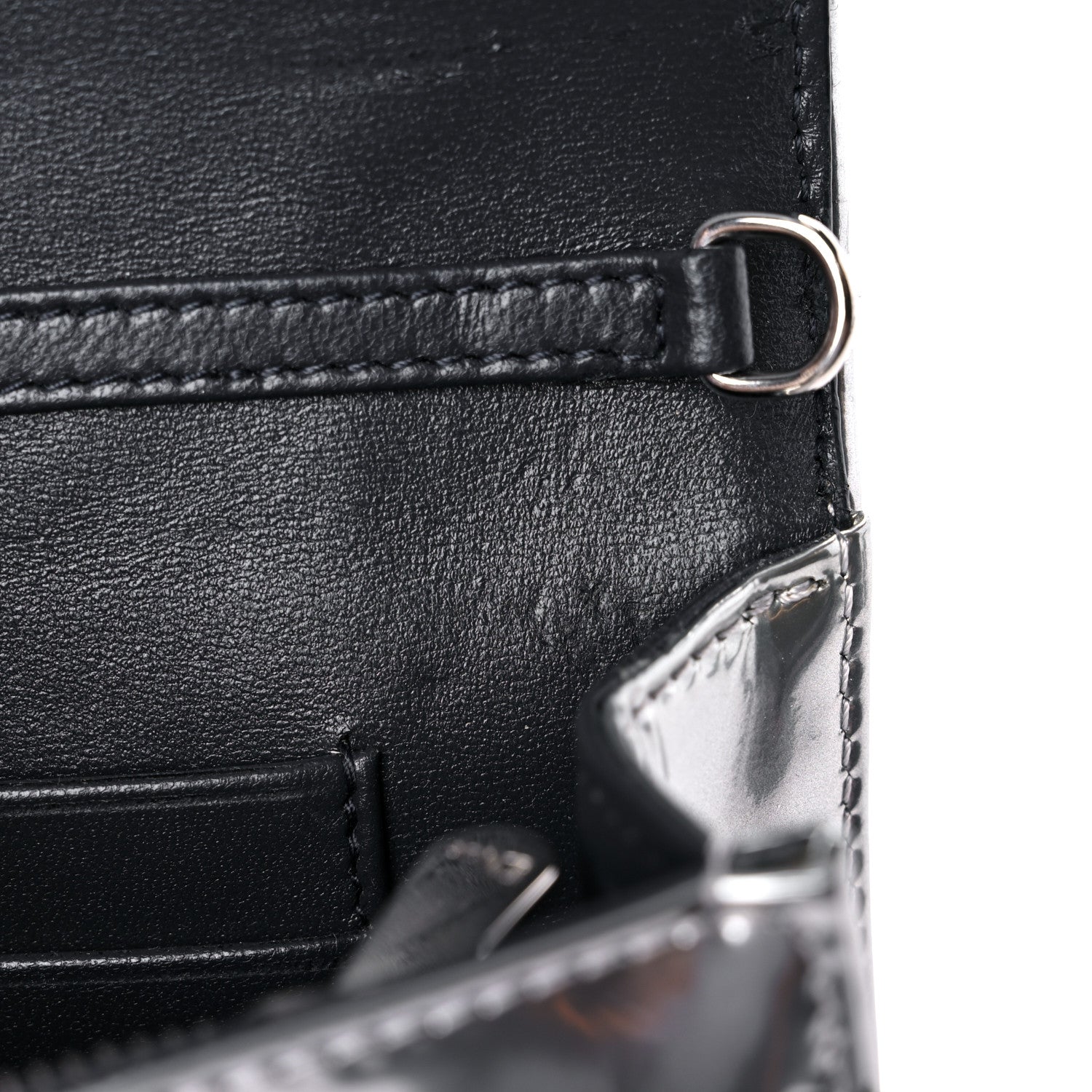 Christian Dior Metallic Patent Micro-Cannage Diorama Wallet on Chain Pouch Silver 12 of 12