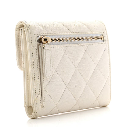 Chanel Caviar Quilted Compact Flap Wallet White 3 of 15