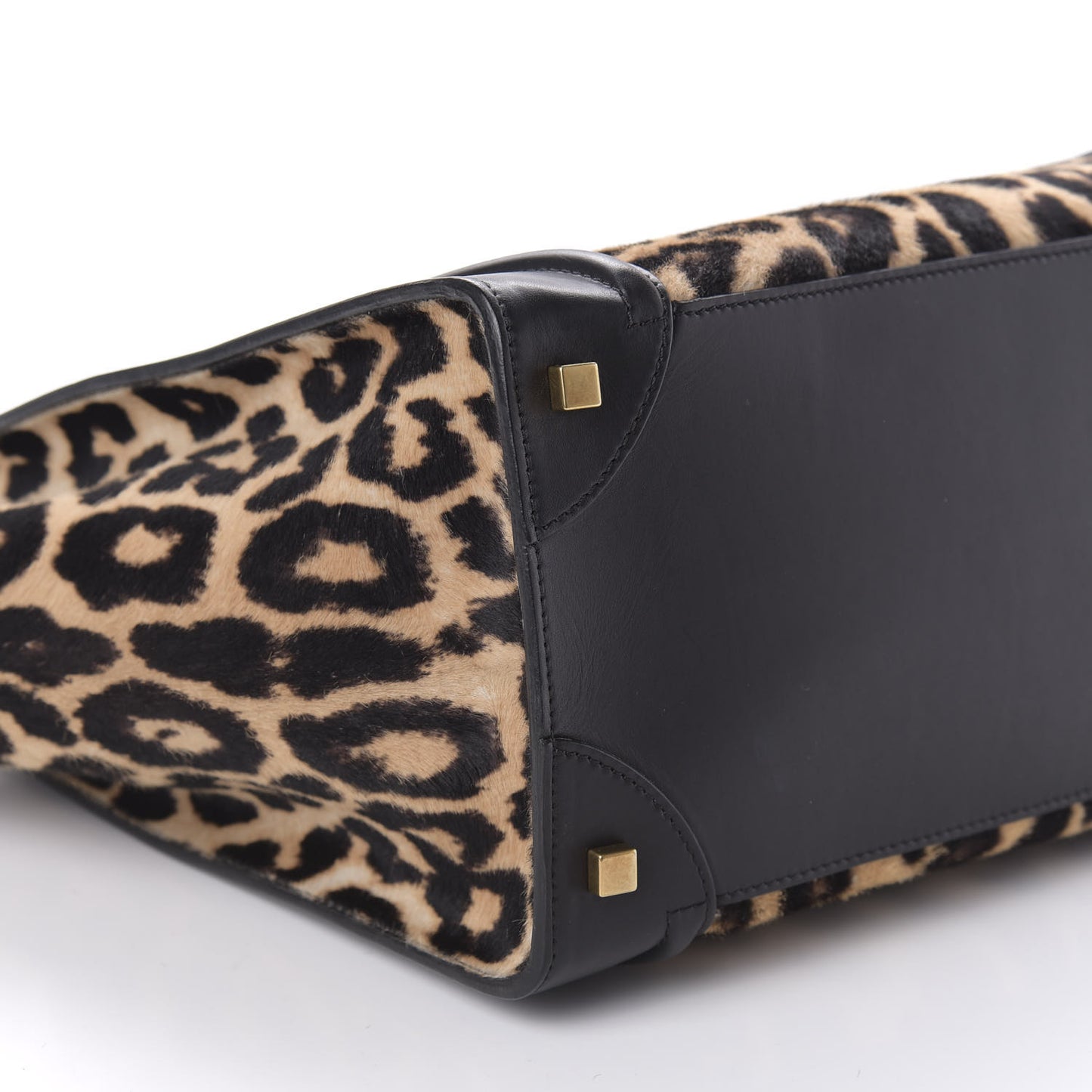 Leopard Pony Hair Mini Luggage Brown