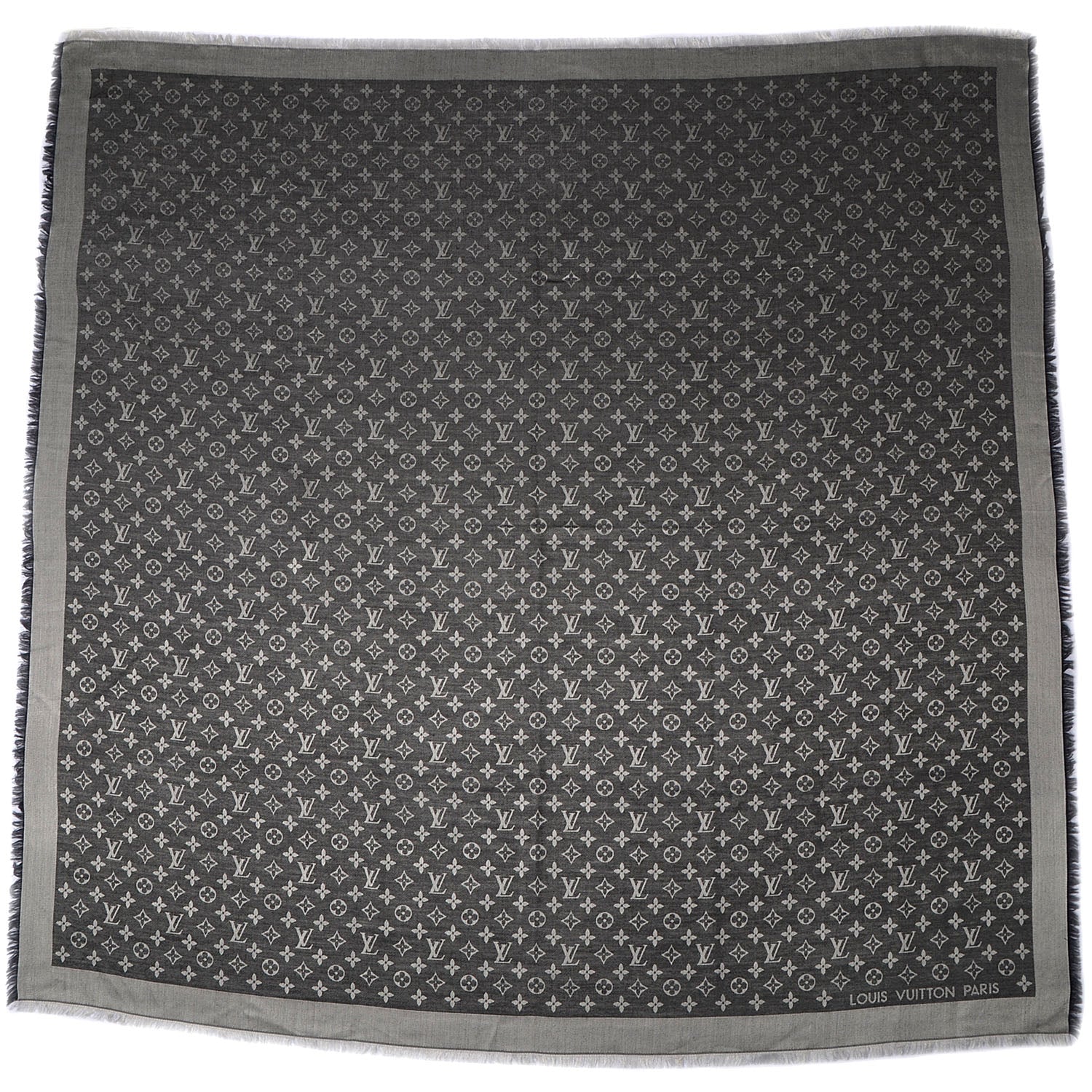 Louis Vuitton Silk Wool Monogram Denim Shawl Black 3 of 5