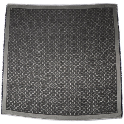 Louis Vuitton Silk Wool Monogram Denim Shawl Black 3 of 5