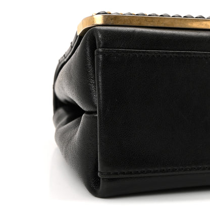 Chanel Sheepskin Chevron Stitched Chain Top Handle Flap Black 8 of 9